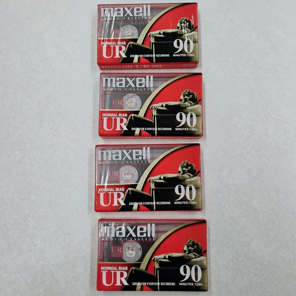 Maxell UR 90‎ Normal Bias Audio Cassette Tapes 135 Minutes Lot of 4